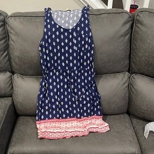 Large navy dress with an adjustable waist tie